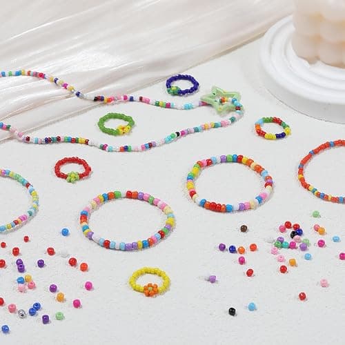 Ywmimn 28 Colors 3mm Seed Beads, 7200PCS Glass Seed Beads Kit for Jewelry Making, Craft and Bracelet Making thumbnail 5