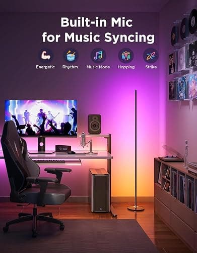 Govee RGBIC Floor Lamp Basic, LED Corner Lamp Compatible with SmartThings, Alexa, and Matter, Smart Modern Floor Lamp with Music Sync and 16 Million DIY Colors, Standing Lamp for Bedroom Living Room thumbnail 8
