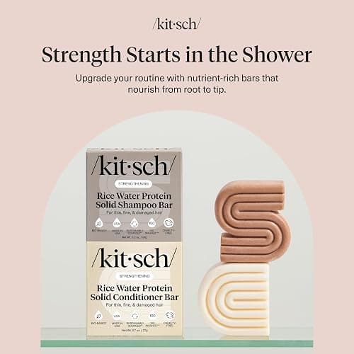 Kitsch Rice Water Protein Solid Shampoo and Conditioner Set for Hair Growth – Strengthening Hair Care Duo w/Rice Protein & Vitamins for Damage Repair – Paraben, Sulfate & Silicone Free, Made in USA thumbnail 6