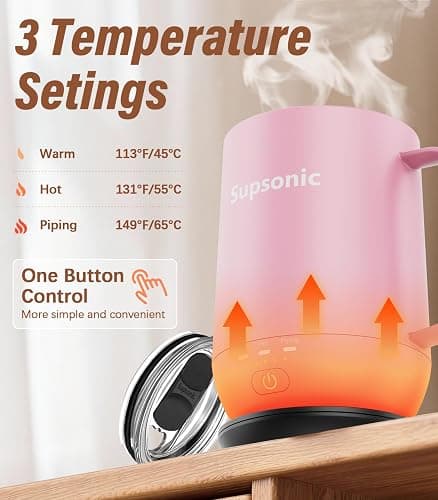 Supsonic - 16oz Self Heating Coffee Mug, Smart Heated Coffee Mug Faster Direct-Contact Heating Up to 149°F, Coffee Mug Warmer Set with Auto Shut-Off - Gifts for Men Women | S2 thumbnail 3