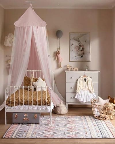 Bed Canopy with Star Lights, Double Layer Canopy for Bed, Princess Play Tent for Girls Room, Breathable Canopy Bed Curtain for Children Reading Nook, Machine Washable Canopy, 25.6''x106'', Pink thumbnail 5