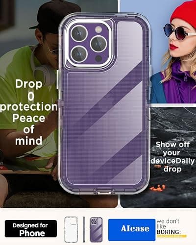 AICase Clear Case for iPhone 15 Pro Max,Heavy Duty Durable 3-Layer [Not Yellowing][Military Grade Drop Protection] Shockproof/DropProof Protective Cover for iPhone 15 ProMax Case thumbnail 4