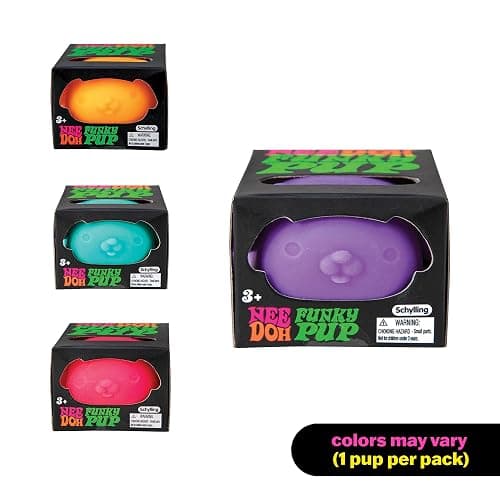 Schylling NeeDoh Funky Pups – Squishy Sensory Toy – Soft Dough Filling – Ages 3 and Up - Color May Vary; One Dog Per Pack thumbnail 3