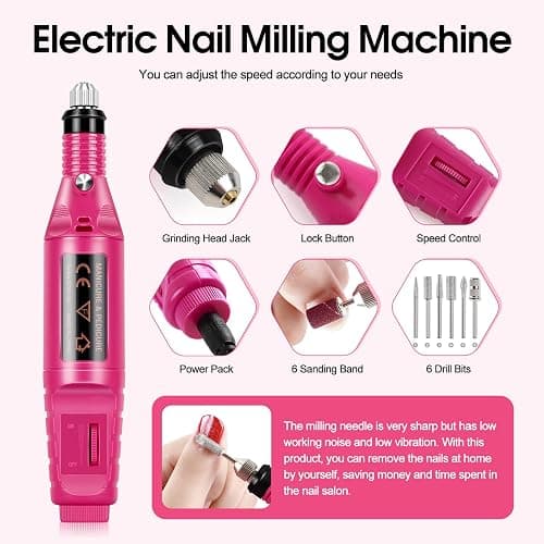 Acrylic Nail Kit for Beginners with Everything 3pc Professional Acrylics Powder 6pcs Gel Nail Polish 18pcs Glitter Decoration Powder Nails Kit Acrylic Set with Tips Nail Light and Drill DIY Gifts thumbnail 3
