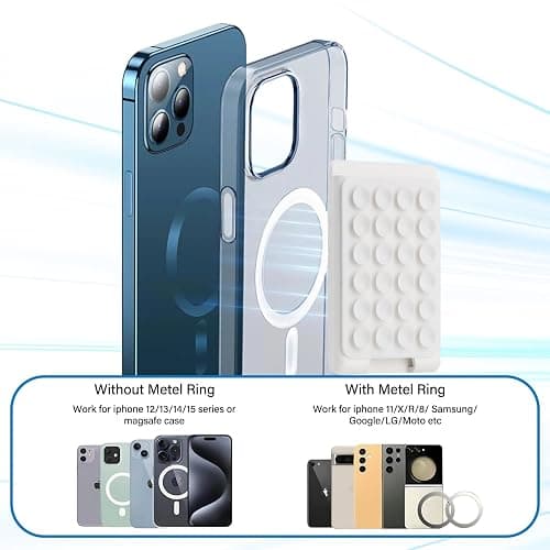 NTidea Magnetic Suction Phone Card Holder Mount for MagSafe, Phone Wallet, Compatible with iPhone MagSafe Case, Hands-Free Mirror Shower Smartphone Holder Accessory for TikTok Videos, Selfies, White thumbnail 5