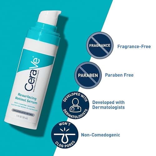 CeraVe Resurfacing Retinol Serum For Post Acne Marks, Formulated With Licorice Root Extract & Niacinamide, Brightening Serum & Pore Minimizer For Face, Post Acne Skin Barrier Repair, Non-Comedogenic thumbnail 5