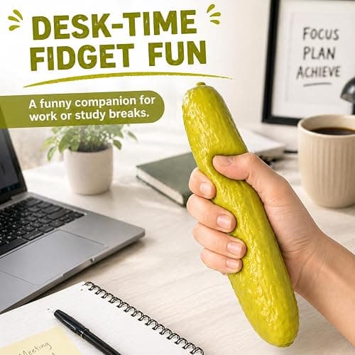 Squishy Pickle, Pickle Squishy Stress Toy, Fidget Squishy Toys, Fruit Stress Balls for Anxiety Relief, Perfect to Squeeze, Sensory Toys (Pickle) thumbnail 4
