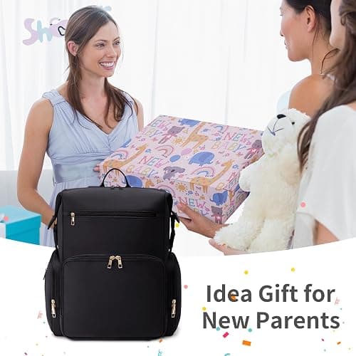 CEI-CEI Neoprene Diaper Bag Backpack with Changing Pad, Large Newborn Baby Maternity Bags Travel Tote with Insulated Pockets (Black) thumbnail 8