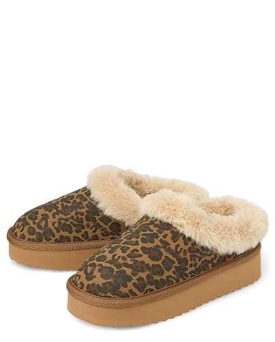 The Children's Place Girls' Girls Indoor/Outdoor Comfy Slip on Platform Shoes, Faux Fur Lined thumbnail 3