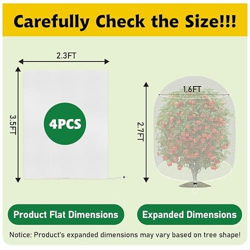 Evoio Bird Netting for Garden Blueberry Bushes Fruit Tree Netting Cover Plant Protection Mesh Bags with Drawstring, 4 Pack 2.3 x 3.5 ft Shrubs Bush Tomato Strawberry Berry Barrier Protectors Net thumbnail 6