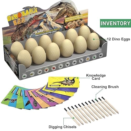 EARTH'SCODE Dinosaur Eggs Excavation Dig Kit, 12 Dino Egg with 12 Cute Unique Dinosaurs Inside Toys for Best Holiday & Birthday Archaeology Science STEM Crafts Gifts for Kids 3-12 Years Old thumbnail 4