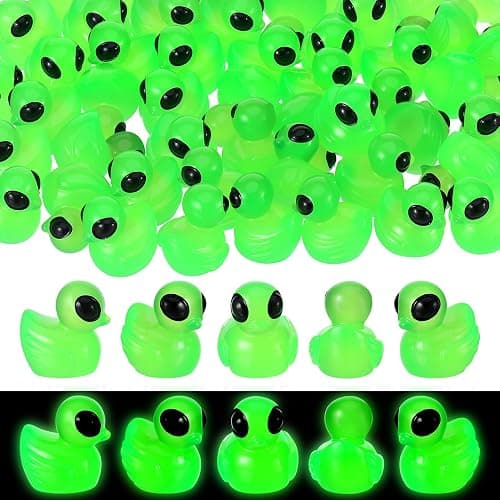 GGSTDDUP 50 Pcs Mini Alien Duck Glow in The Dark Mini Alien Figures Green Resin Ducks Tiny Aliens Ducks Miniature Figurines for Party Favors Garden Patio Yard Landscape Lawn Dashboard Collectible - Image 1