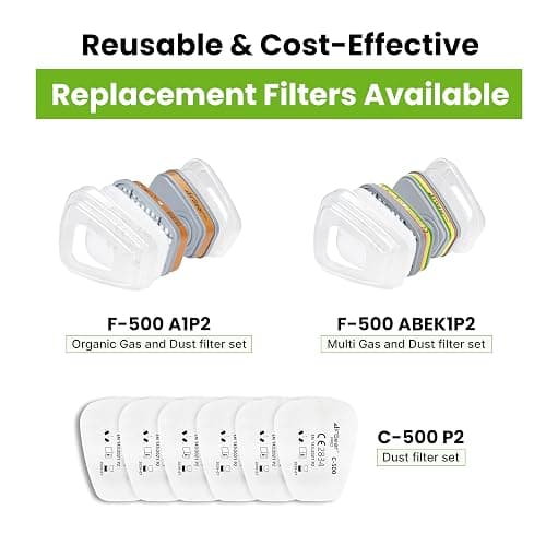 AirGearPro G-500 Reusable Respirator Mask with A1P2 Filters | Anti-Dust Mask Ideal for Painting, Woodworking, Construction, Sanding, Spraying, Chemicals, DIY etc thumbnail 8