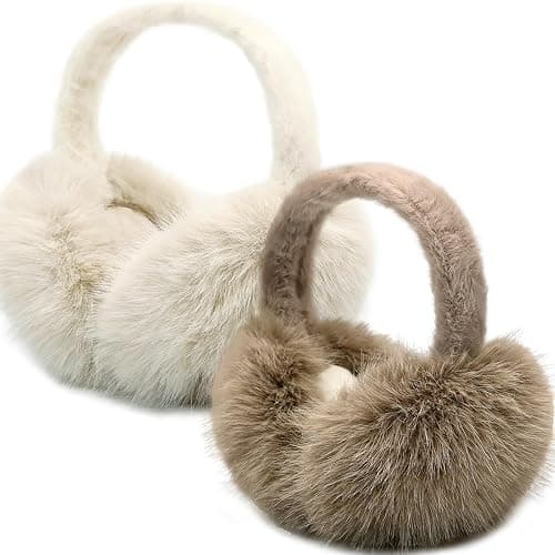 Stcylzfu 2 Pcs Ear Muffs for Winter Women Soft Cute Earmuffs Fluffy Outdoor Ear Warmers for Women Girls - Image 1