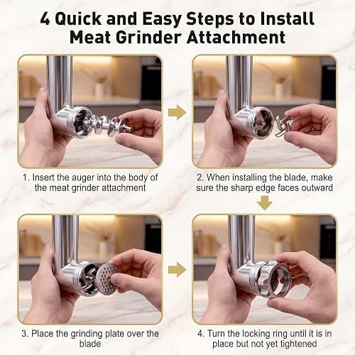 COFUN Stainless Steel Meat Grinder for KitchenAid Mixer | Meat Grinder with Meatball Maker, Sausage Stuffer, Dishwasher Safe, Compatible with All KitchenAid Stand Mixers thumbnail 4