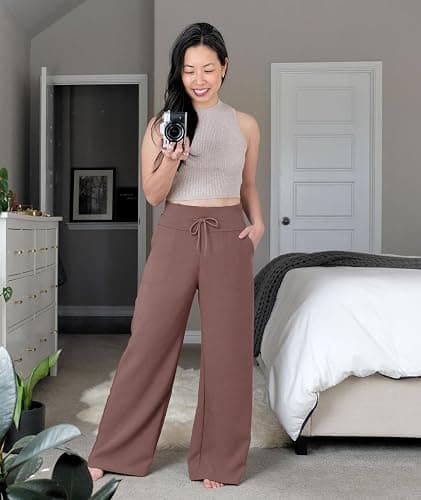 TNNZEET 3 Pack Women's Wide Leg Pants with Pockets - Casual Loose Yoga Trouser Pants Sweatpants Palazzo Lounge Pajama Pants thumbnail 3