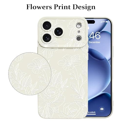 LSL Case for iPhone 17 Pro White Floral Flower Pattern Print Design Soft TPU Full Camera Lens Anti-Drop Anti-Scratch Shockproof Protective Slim Cover for Women Girls thumbnail 5