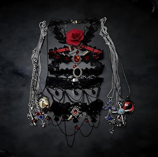 TNRASRTEA Vintage Gothic Mystery Jewelry Jar for Women,40-45 Piece Y2k Grunge Alt Punk Jewelry Set(Necklaces, Earrings, Rings, Bracelets, Brooches, Nail Stickers)，Birthday Gifts for Women thumbnail 3
