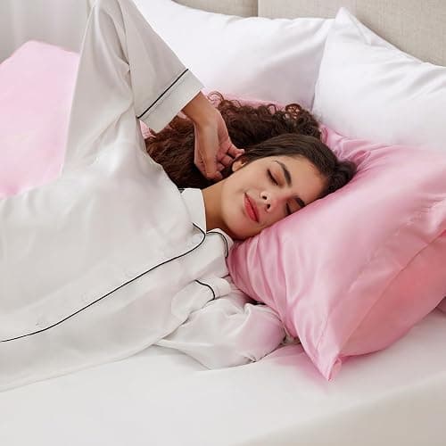 Love's cabin Satin Pillowcase for Hair and Skin (Pink, 20x30 inches) Similar to Silk Pillow Cases, Pillow Cases Queen Size Set of 2 - Satin Cooling Pillow Covers with Envelope Closure thumbnail 3
