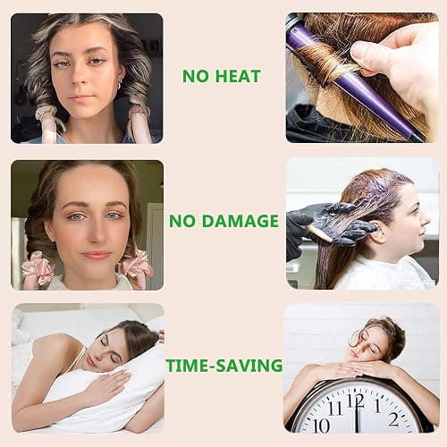 Heatless Curling set,Silk Curls Rod Headband,No Heat Rollers to Sleep in Overnight,Satin Hair Curlers for Long and Medium Hair(Pink) thumbnail 5