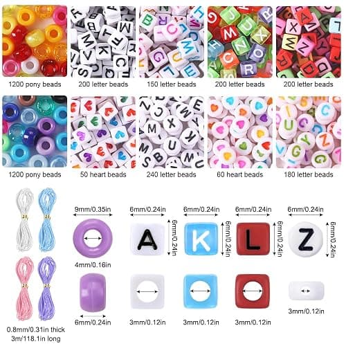 XIMISHOP 3680PCS Pony Beads ，2400PCS Colorful Hair Beads 48 Colors 6x9mm Rainbow Plastic Pony Bead for Hair Braids Craft Beads Kit Friendship Bracelet Making thumbnail 3