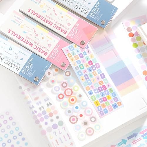Prstincol Cute Sticker Book，60 Sheets Glitter Aesthetic Decorative Stickers for Scrapbooking,Stars Heart Letter Glitter Self-Adhesive Stickers for Photocards, Journal,Scrapbook（2-in-1） thumbnail 2