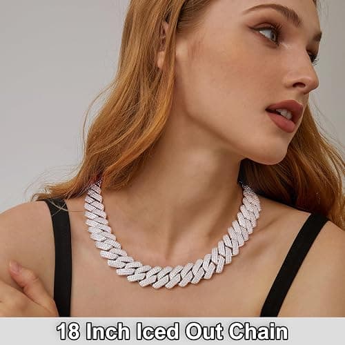 Ucciyo 20MM Cuban Link Chain for Men Iced Out Miami Cuban Necklace 18k Gold Plated 5A+ Zicron 10MM/12MM/14MM/20MM Iced Out Chain Gold/Silver Bling Luxury Hip Hop Jewelry For Women Men thumbnail 6