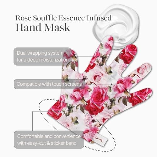 koelf PETITFEE Rose Petal Satin Hand Mask (5pairs) - Intensive Nourishing, Moisturizing Gloves, Rose Scented Hand Repair Masks with Peptide, Collagen, Shea Butter for Silky Smooth Hand, Hand Treatment thumbnail 5