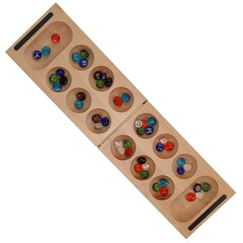 WE Games Solid Wood Folding Mancala Board Game - 18 in., Travel Games for Adults, Home Decor, Living Room Decor, Birthday Gifts, Table Games thumbnail 4