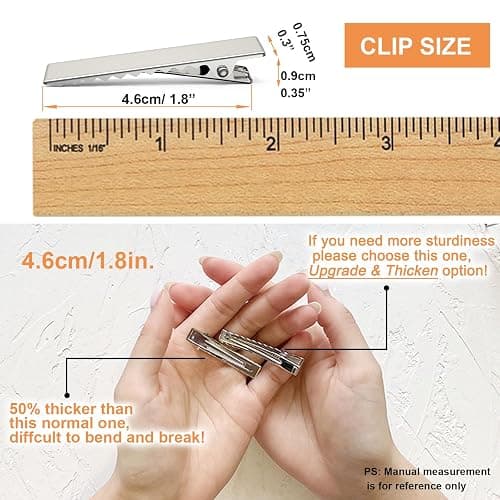 HiJeaton Hair Clips for Hair Bows, 150Pcs Alligator Metal Clip (4.5cm/1.77"), Gator Hairdresser Clips for Bow Making, Large Plain DIY Clips Supplies for Crafts thumbnail 4