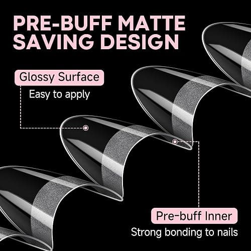UNA GELLA Almond Nail Tips, 312PCS Half Cover Almond Shape Nail Tips Soft Gel Tips 12 Sizes Pre-shape Acrylic Clear False Nails with Handles for Press on Nails Extension DIY Home Salon thumbnail 5