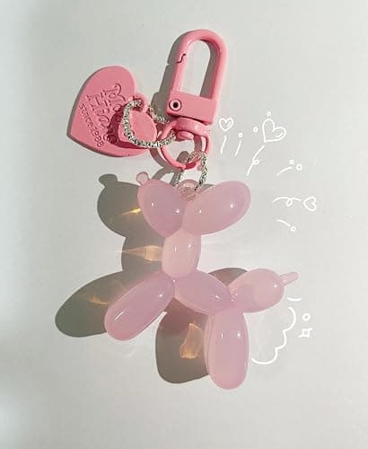 LAEKOU Jelly Balloon Dog Design Keychain for Women, Cute Girls Key Chain, Bag Charms Accessories for Car Purse Backpack thumbnail 5