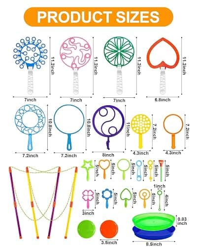 UniStylar Giant Bubble Wands, Big Bubble Wand Set with Tray Bulk, Funny Large Bubble Maker for Kids Adults Summer Huge Outdoor Activities Toys Birthday Party Favors Toddlers, 26 Pcs thumbnail 2