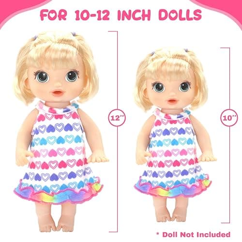 ECORELF 10 Set Alive Baby Doll Clothes, Doll Clothes and Accessories for 10-12 Inch Girl Dolls Outfits Include Cute Jumpsuit, Skirts thumbnail 3