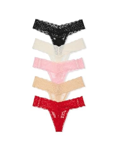 Victoria's Secret Women's Lace Thong Underwear, Panties for Women, Multi Pack - Image 1