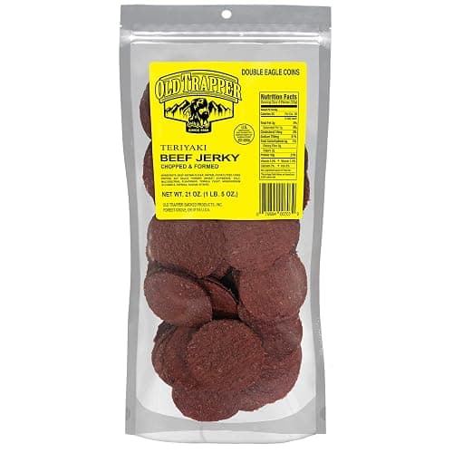 Old Trapper Double Eagle Beef Jerky, Teriyaki Flavor, 21 Ounce Package, Natural Wood Smoked Meat Snacks, 10 Grams of Protein and 80 Calories per Serving (Pack of One) - Image 1