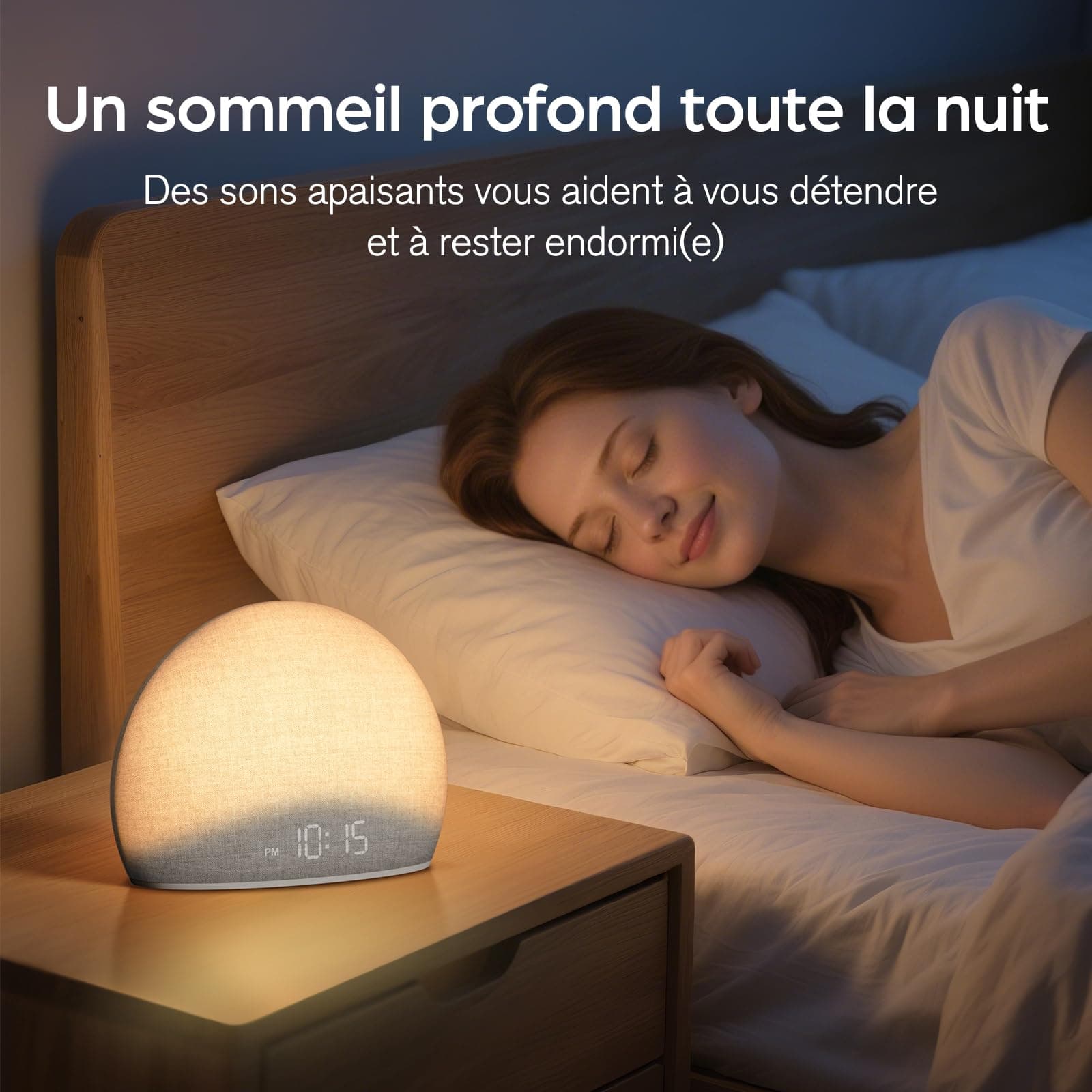 Sunrise Wekker met White Noise Sound Machine | Natuurlijke Wake-Up Light met Zachte Alarmtonen, 20 Rustgevende Geluiden, Dimbaar Display, Schermvrij Ontwerp thumbnail 4