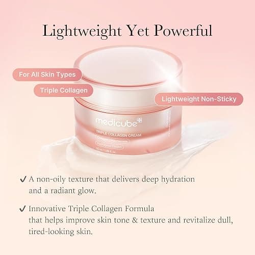 medicube Triple Collagen Cream - Hydrating & Firming Moisturizer with Hyaluronic Acid, Premium Elastin, Shea Butter - Wrinkle Care & Boosts Elasticity - Korean Skincare, 1.69 oz thumbnail 4