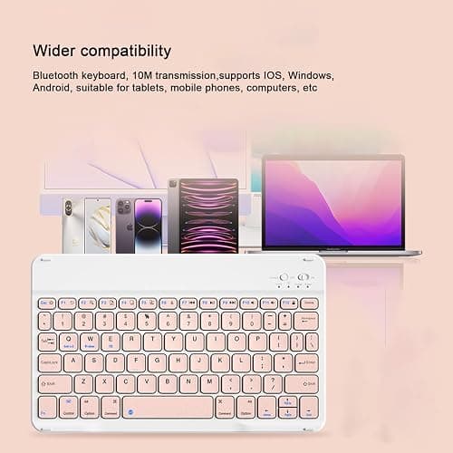 Bluetooth Keyboard Compatible with iPad 10th Generation, Rechargeable Portable 10 inch Wireless Keyboard for iPhone, iPad mini, Samsung Tablets Keyboards Ultra-Slim, Travel Office Computer Accessories thumbnail 3