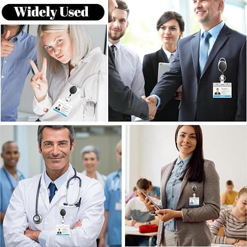 2 Set Badge Holder Retractable Clip Heavy Duty Badge Reel with Acrylic Clear Vertical ID Card Badge Holders for Work Office Nurse Teacher Student thumbnail 7