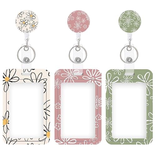 3 Set Heavy Duty Badge Holder with Retractable Reel,ID Badge Holder Key Card Work Badge Clip for Nurse Teacher Student Office Women Men - Image 1