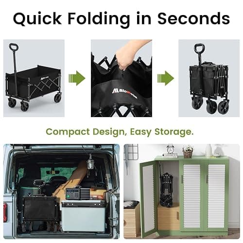 Collapsible Wagon with Wheels, 220 lbs Wagons Carts Foldable Wagon Cart with Flexible Handle, Lightweight Portable Folding Utility Grocery Shopping Cart for Grocery Sports Garden Camping thumbnail 8