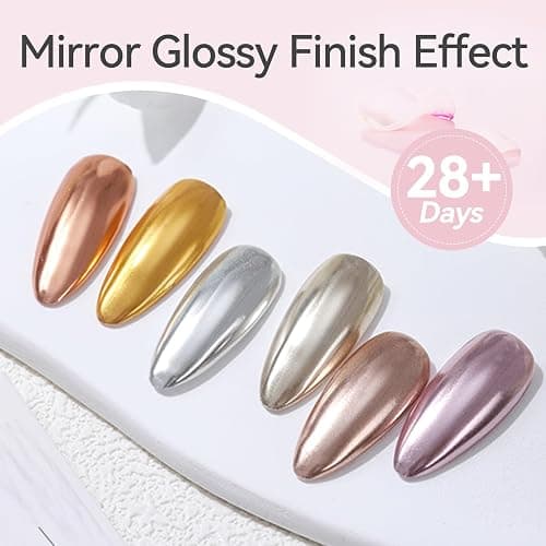 Born Pretty Top Coat Gel U V für Chrom-Nagelpuder 15ML - Metallic U V Nagellack Shiny Lang Anhaltendes Überlack Soak-Off U V/LED Nagellack Gel Geschenk für Nagelstudio DIY Home thumbnail 5