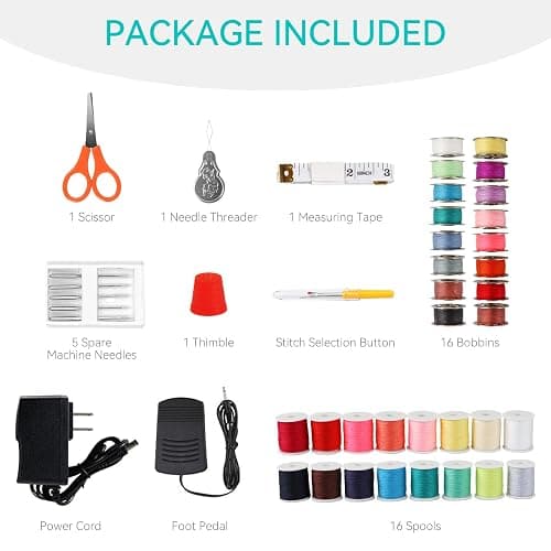 Mini Sewing Machine for Beginners, Portable Electric Sewing Machine with Dual Speed, 12 Built-in Stitches, Foot Pedal, and Accessories Kit for Home DIY Projects & Gift thumbnail 4