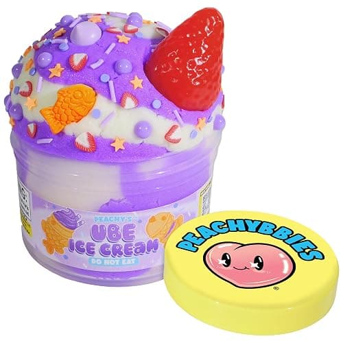 Peachybbies Ube Ice Cream Cloud Slime - Made in USA Premium, 100% Authentic, 7 oz, Scented for Kids, ASMR, Slime Charms, Fidget Toys - Image 1