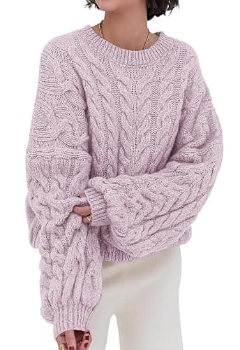 PRETTYGARDEN Womens Sweaters Fall 2025 Cable Knit Long Sleeve Crewneck Oversized Sweater Chunky Pullover Loose Outfits - Image 1