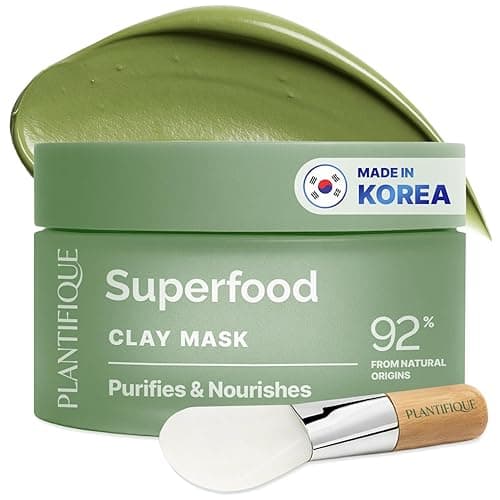 PLANTIFIQUE Clay Mask with Avocado & Superfoods - Korean Face Masks Skincare Products - Dermatologically Tested - Masque Visage Beauté - Gift Idea, 110g / 3.88 fl oz - Image 1