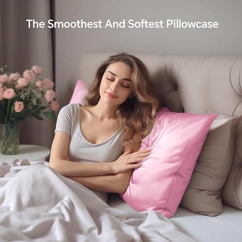 INFIIXSO Mulberry Silk Pillowcase for Hair and Skin, Silk Pillow Cases Standard Size with Hidden Zipper 20x26 Inches, Extraordinary Smooth and Soft Cooling Pillow Cases for Hot Sleepers(Pink, 1 Pack) thumbnail 9