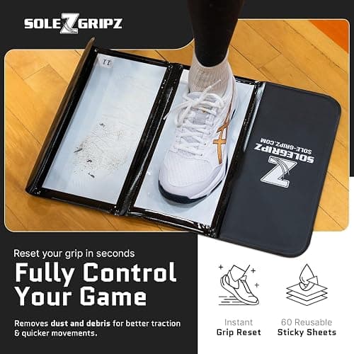 Portable Basketball & Volleyball Sticky Mat by Sola Athletics– Foldable, Reusable, Non-Slip Traction Board for Court Shoe Grip – Perfect for Hardwood Floors –60 Sticky Sheets thumbnail 2