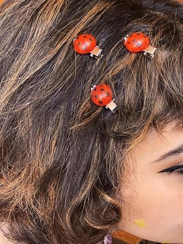 TYATVS 10 Pcs Ladybug Hair Clips Cute Lady Bug Barrettes Y2k Whimsy Twee Animal Grunge Whimsical Accessories (red) thumbnail 3
